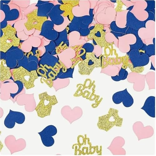 100 Stück Gender Reveal Party Deko,Baby Party Dekoration,Oh Baby Deko,Gender Reveal Konfetti,Babyparty Deko Konfetti,Babyparty Tischdeko,Glitzer Confetti für Baby Shower Deko (Dunkelblau)