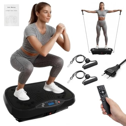 Vibrationsplatte 2026, 200 Geschwindigkeiten 10 Modi, Vibrationstrainer leise mit Bluetooth & Massageband, Fitnessgerät für Zuhause, Belastbarkeit 180kg