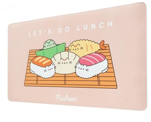 Grupo Erik Pusheen Cat Mauspad Mousepad XL Gaming - Kawaii Sachen Merch | 35 x 60 cm Schreibtischunterlage Mouse Pad Gaming - Rutschfest, Wasserabweisend aus Kunstleder Desk Mat PC Accessoires