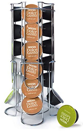 Porte pour les Capsules Dolce Gusto Support Distributeur Présentoir Pour 24 Pièces en chrome argenté