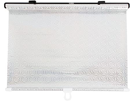 sourcing map 40cmx125cm Parasol Enrollable Plateado Reflexiva Cortinilla Retráctil Parabrisas de Coche 3 Ventosas