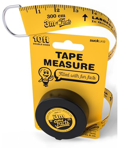 Suck UK Kids Tape Measure | Fun Facts Filled 3m Double Sided | Measuring Tape | Fun Tape Measure with Silly Facts | Stocking Fillers For Boys | Children Measuring Tool | Retractable