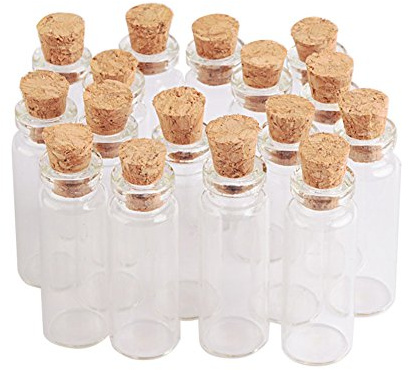 Jarvials 100pcs 2ml Transparente Glasflasche mit Kork, Öffnung 12mm, 7 verschiedene Größen von kleinen Glasflaschen (2ml)