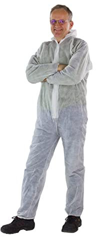 Einweg Overall Schutzanzug Staubschutzanschutz Maleranzug weiß PP 40g / qm mit Kapuze Gr. XXL