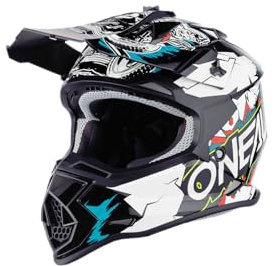 O'NEAL | Motocross-Helm | Kinder | MX Enduro | ABS-Schale, , Lüftungsöffnungen für optimale Belüftung & Kühlung | 2SRS Helmet Villian Youth | Weiß | Größe L