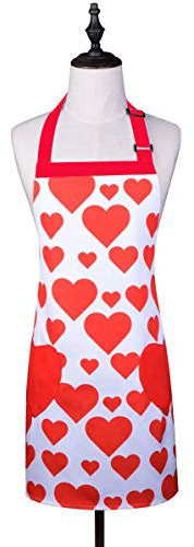 Love Potato Bonito delantal ajustable de lona con forma de corazones, delantal de cocina, con bolsillos, gran regalo para mujeres y niñas, color rojo, rosso, Adult Women