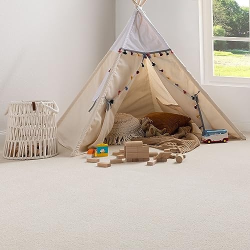 Steffensmeier Teppichboden Cambridge Young Meterware | Auslegware für Kinderzimmer Wohnzimmer Schlafzimmer | Creme, Größe: 400x600 cm