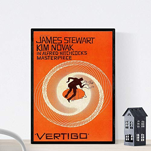 Nacnic Vintage Poster. Vintage Filmplakat Vertigo - Hitchcock. A4-Größe mit Rahmen