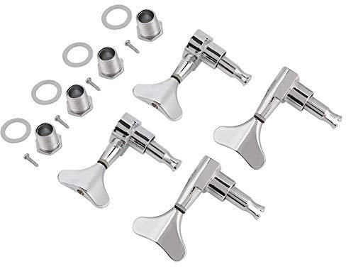 Alomejor 4 Stück Bassgitarren Stimmwirbel 2L2R Versiegelt Fischschwanzförmiger Knopfbass Gitarren Mechaniken Knöpfe für Precision Bass und Jazz Bass(Silber) E -Gitarrenzubehör