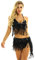 Freebily Damen Bauchtanz Kostüm Sexy Quaste Pailletten BH Oberteil Hüfttuch Rock/Shorts Gürtel Glitzer Tanzkleidung Pole Dance Outfits Schwarz Einheitsgröße