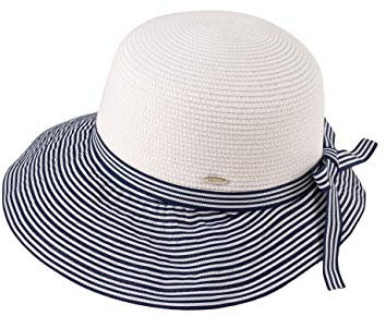 Miuno® Sombrero de sol plegable para mujer, sombrero de paja, sombrero de paja, campana H287, azul marino, Medium