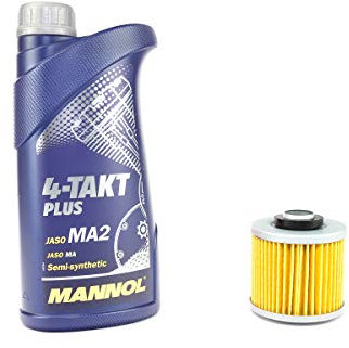 Motoröl Set 10W40 1 Liter + Ölfilter MF145 für Derbi MZ/MUZ Sachs Yamaha 659 660 Baghira Mastiff Roadster BT MT-03 SR SZR TDM TRX TT XC XT XV