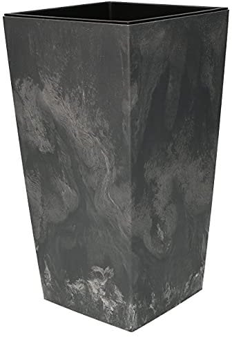 KOTARBAU® Vaso da fiori, 140x140x267 mm, struttura in cemento, quadrato, con vaso interno, grigio scuro