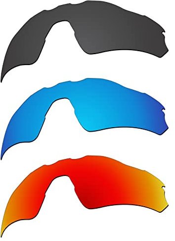 EZReplace Verres de rechange pour lunettes de soleil Oakley Radar EV Path OO9208 (verres polarisés), Noir carbone + bleu glacier + rouge feu, taille unique
