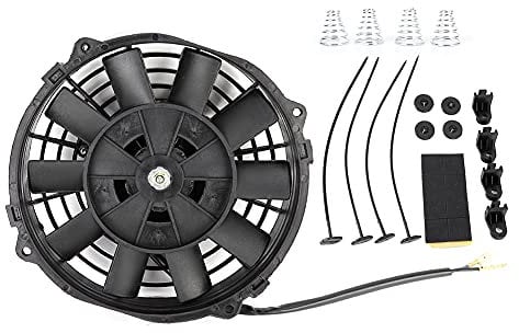 Universal Electric Radiator Slim Fan, 7in Slim Electric Radiator Cooling Fan Thermo 12V Universal with Mounting Kit Radiator Push Pull Radiator Fan Assembly