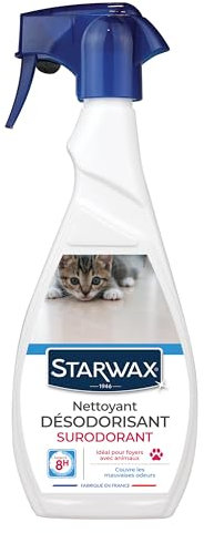 STARWAX - Nettoyant Surodorant Spécial milieu animal - Nettoie et Désodorise - Prêt A l'Emploi - Masque les Mauvaises Odeurs - Sans Javel - Fabriqué en France - 500ml