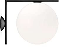Flos Wandleuchte IC Lights Ceiling/Wall 2 aus Messing Chromstahl und Opalglas in der Farbe Black 60W, Maße: Halterung: 38,1cm x 11cm, Kugeldurchmesser: 30cm, F3179030