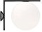 Flos Wandleuchte IC Lights Ceiling/Wall 2 aus Messing Chromstahl und Opalglas in der Farbe Black 60W, Maße: Halterung: 38,1cm x 11cm, Kugeldurchmesser: 30cm, F3179030
