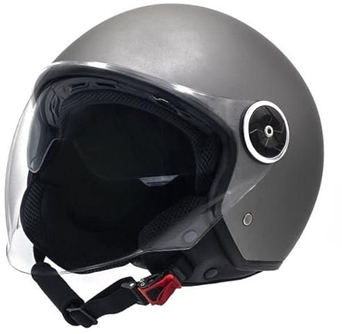 casco doppia visiera omologato scooter e moto jfm 550 grigio antracite opaco (s)