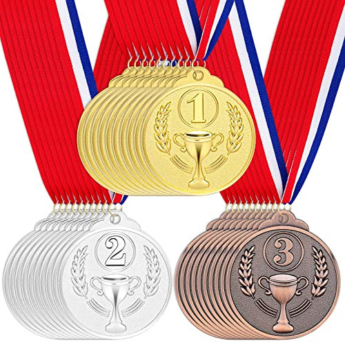 30 Stück Award Medaillen Gold Silber Bronze Gewinner Medaillen 1. 2. 3. Preise für Wettbewerbe, Party, Olympischer Stil, 5,1 cm