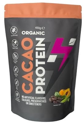 Hylife Nutrition - Organic Protein Powder - Cacao Vegan Protein Powder (450g - 15 Servings) Natural Powdered Ingredients, No Artificial Sweeteners, Dairy, Gluten, Soy Free, Pea Protein