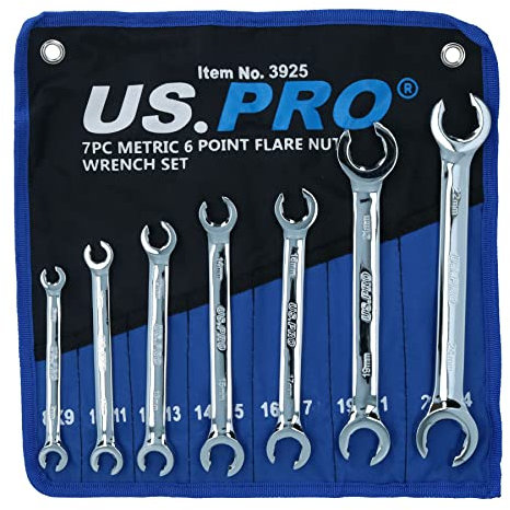 AB Tools 7pc Metric MM Flare Nut Brake Pipe Gas Fuel Spanner Wrench Set 8mm – 24mm