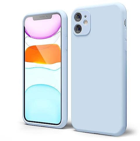 oakxco for iPhone 11 Phone Case Liquid Silicone, Thin Slim Soft Rubber TPU Plain Smooth Gel Cover for Women Girl Aesthetic, Matte Solid Protective & Shockproof Bumper Grip, Aqua Sky Baby Light Blue