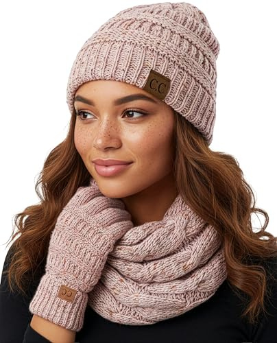 Funky Junque Hat Scarf Glove Set for Women Winter Matching Beanie Infinity Scarf Gloves Unique Christmas Gifts