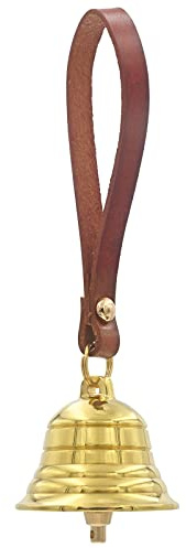 Messingglocke zum Aufhängen für Türknauf, Dekoration, goldfarben, für Zuhause, Garten, Weihnachtsdekoration, Ladenbesitzer, Glocke an Lederseil, Weihnachten DIY