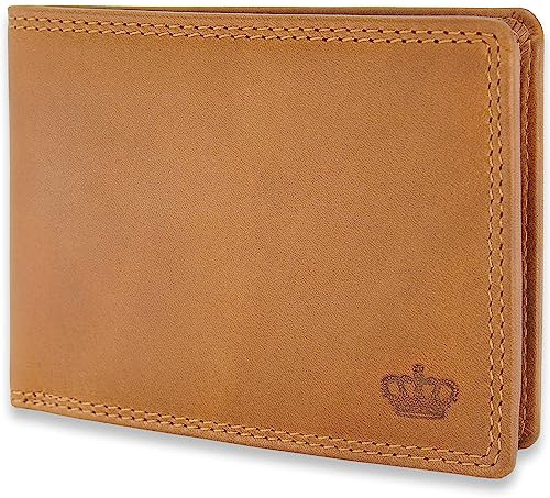 Baur Herren Geldbörse Echtes Leder | Geldbeutel mit RFID Schutz | Portemonnaie Querformat | Geldtasche mit Münzfach und und Kartenfächer | Wallet (Querformat Groß, Camel)