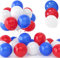 30 Pièces Ballons Bleu Rouge et Blanc, 12 Pouces Latex Hélium Bleu Royal et Blanc Ballons avec Ruban pour Anniversaire Festival Enfant Baby Shower Fête Célébrations