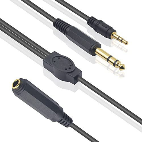 Duttek 6.35mm to 3.5mm 6.35mm Stereo Audio Cable 0,5m, 6,35 mm auf 3,5 mm,6.35 mm to 6.35mm guitar instrument cable Cord Jack for Speaker and Amplifiers Guitar, iPod, Laptop, Home Theater Devices