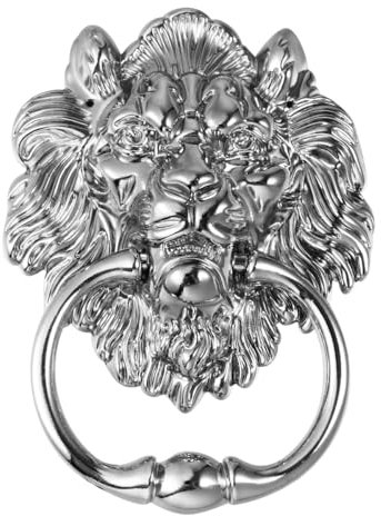 SEWOART Antique Silver Tone Lion Head Door Knocker Elegant Door Pull Ring for Front Door Vintage Cabinet Handle Unique Decorative Door Knobs