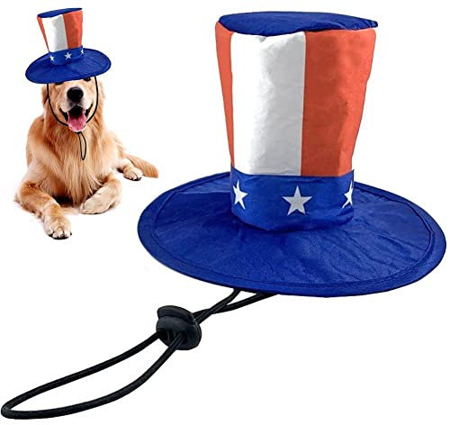Wudaizhi American Flag Pet Kostüm - Hut Und Bandana Für Kleine Und Mittlere Hunde Und Katzen, Patriotische Usa -flaggen Design Für Independence Day
