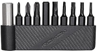 ROXON 9-teiliges Bit-Gruppen-Set mit magnetischem verlängertem Halter zum Anpassen von Bits für Roxon KS2, H1, S802S, M2, M3; verschiedene Größen von Schraubendrehern T8, T6, T10, PH0, PH2