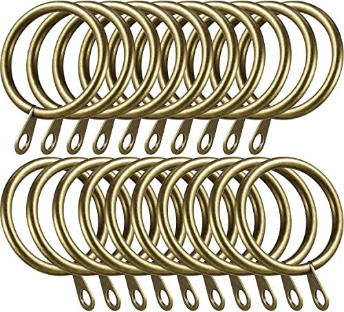 Metal Curtain Ring 45MM Antique Brass Curtain Pole Rings Sliding Eyelet Rings Hanging Rings for Curtains and Rods Curtain Eyelet Rings Pack of 24.