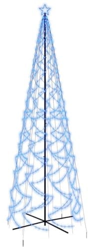 vidaXL LED Weihnachtsbaum Kegelform Tannenbaum Lichterbaum Weihnachtsdeko Stern Beleuchtung Außen Beleuchtet Lichterkette Blau 1400 LEDs 160x500cm