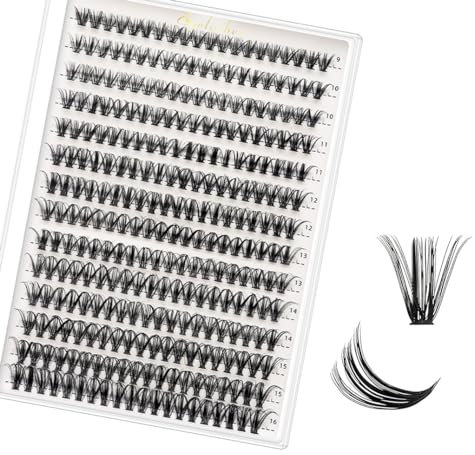 Lot de 280 extensions de cils individuels 30D + 40D, extensions de cils à faire soi-même (30D + 40D-D, 9 à 16 mélanges)