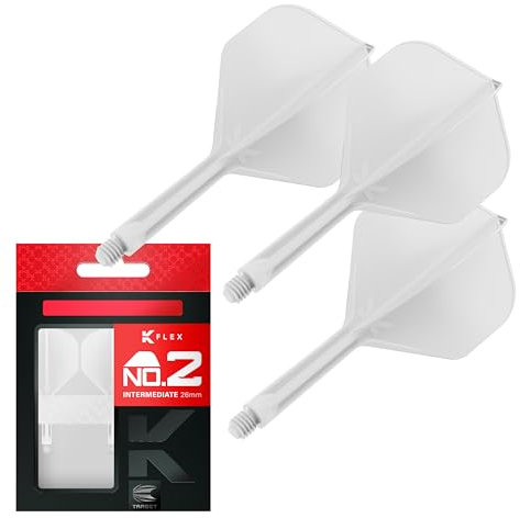 Target Darts K Flex Integrierter Dart-Flug und -Schaft, Nr. 2 Weiß (Mittelstufe) | 3er-Pack K-Flex - Nr. 2, Präzisionsgeformte 2-in-1 Dart-Flüge und Dart-Schaft | Professionelles Dart-Zubehör