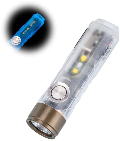 RovyVon A7 G4 7075 USB-C Aufladbare Schlüsselanhänger-Taschenlampe 650 LM | Helle EDC-Taschenlampe mit Magnetclip und basis, weiß/365 nm UV-Seitenlichter, IPX6 für Camping, Gassi gehen, Nachtlauf