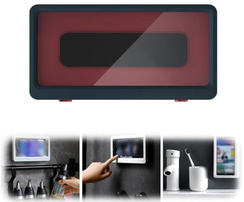LUCKKY wasserdichte Telefonhülle und Aufbewahrungsbox im Badezimmer, wasserdichte Handy-Halterung für Badezimmer, Wandhalterung Dusche Telefonhalter Touchscreen Badezimmer Telefon Regal (Blau)