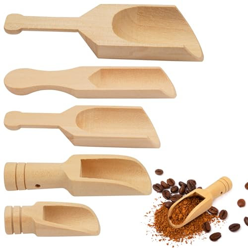 5 Pièces Mini Cuillère en Bois, 5 Tailles Petit Thé en Bois, 10,5/9,3/8/7,9/5cm de CuillèRe D'éPices, CuillèRe à La Cuillère pour Café, éPices, Thé, Nourriture pour Animaux de Compagnie, Sel