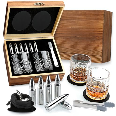 Sovyime Whisky Geschenkset, 2 Whisky Gläser & 6 Whisky Steine,Whiskey Gläser Männergeschenke, Whiskey Geschenke für Männer Jahrestag Geburtstagsgeschenk für Männer Ihn Partner Papa