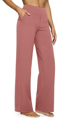 G4Free Yoga Pants with Pockets Wide Leg Trousers for Women UK Dress Ladies Stretch Work Trousers Casual Joggers Cameo,M