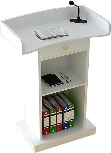 YHDMBBSHNB Podiumstisch, Podium Ständer Holz, Mit Schublade, Präsentationspult, Stehpult for Kirche, Schule oder Universität(White)