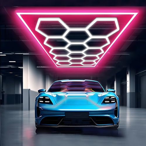 Sedtonmu Sechseckige Garagenleuchten 6500K Hexagon LED Garage Light LED Garagenlichter für Autoaufbereitung Garage Werkstatt und Fitnessstudio,A