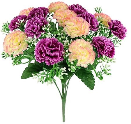 Bouquet d'œillets artificiels de 38 cm - Fleurs d'automne - Bouquets de Fleurs artificielles en Soie - Décoration d'automne - Fleurs artificielles comme de véritables Fleurs décoratives - Bouquet de