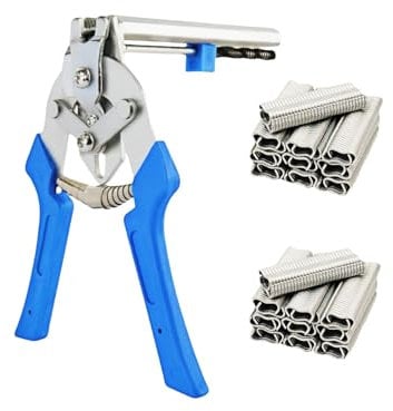 Bogmif Hog Ring Pliers Kit with 1200 M-Nails, Versatile M-Ring Pliers Kit for The Installation Or Repair of Animal Pens for a Wide Range Of Chicken and Rabbit Cages(Blue)