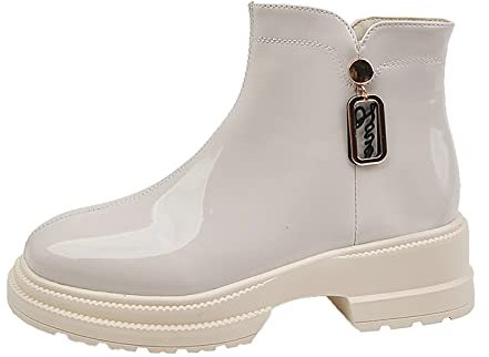 Generico Scarpe Gomma Pioggia Stivali Campagna 38 Stivali da Donna Nuovi Stivali da Neve Impermeabili per Scarpe Invernali Donna Stivali Casual Leggeri alla Caviglia Stivali Termici Donna (White, 38)