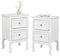 Bonnlo Nachttisch 2er Set, Beistelltisch Weiss, Nachtschrank mit 2 Schubladen, Nachtkommode Boxspringbetten, Kommode Schlafzimmer, 40 x 30 x 60 cm